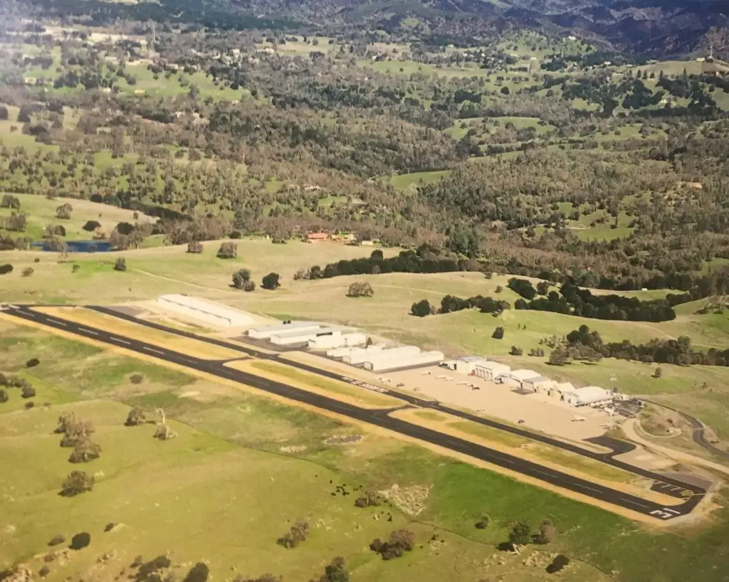Foothill Aviation at Calaveras County Airport aerial view California