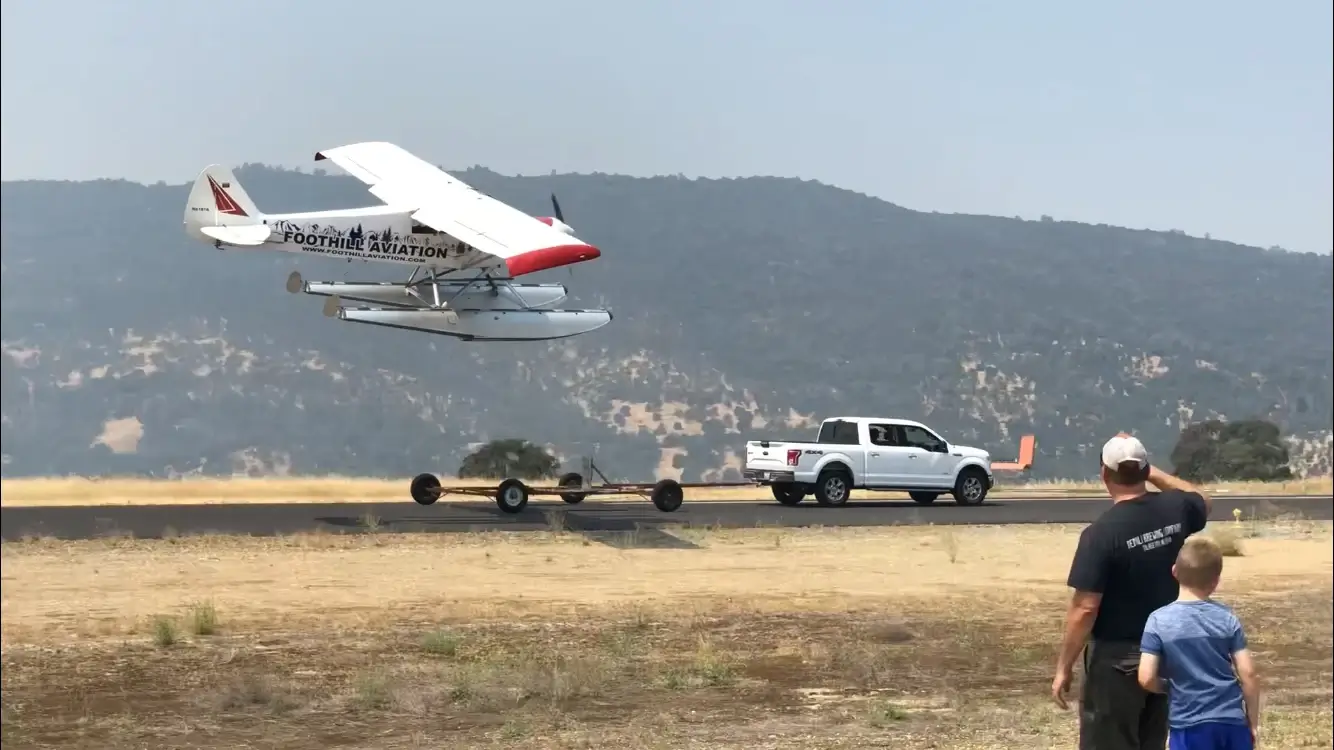 Foothill Aviation seaplane launch trailer California